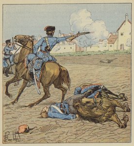Hussardos prussianos atacam uma aldeia