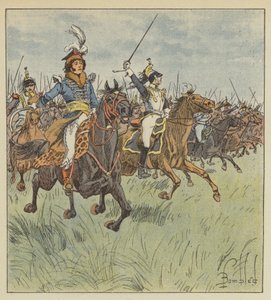 Nunca, à frente de uma cavalaria, vimos alguém tão brilhante, tão corajoso, tão determinado. de after Louis Charles Bombled