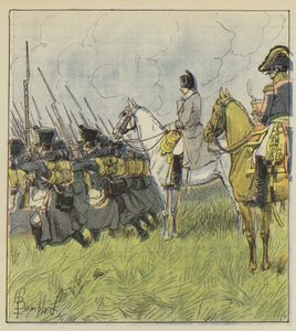O imperador contempla seus recrutas na batalha de after Louis Charles Bombled