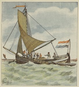 O imperador doa um barco para um piloto holandês de after Louis Charles Bombled