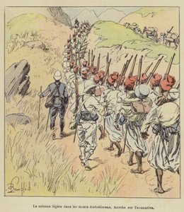 La colonne está localizado no monts de Ambohimena, marche sur Tananarive de after Louis Charles Bombled