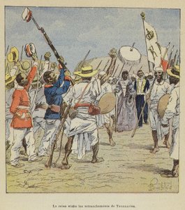 A rainha visita os entrincheirados de Tananarive de after Louis Charles Bombled