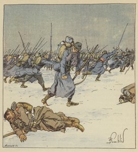 Hunter Martin, do 10º Batalhão, deixa sua baioneta no corpo de um oficial não comissionado da Prússia. de after Louis Charles Bombled
