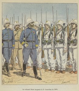 Coronel Bizot inspeciona o 3º batalhão do 200º de after Louis Charles Bombled