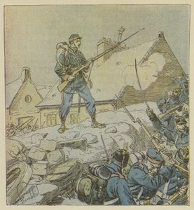 O sargento Pitou, entrando na barricada de Courceboeufs, decide tomar a aldeia de after Louis Charles Bombled