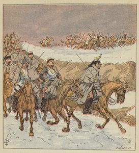 Os árabes do Coronel Goursaud libertam, por uma brilhante acusação, os 3o cuirassiers de after Louis Charles Bombled