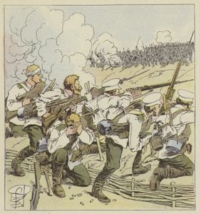 Os fuzileiros siberianos em Vafangou de after Louis Charles Bombled