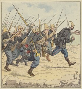 Linfanteria naval na estrada de Tien-Tsin de after Louis Charles Bombled