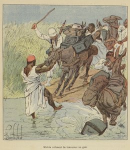 Tainha recusando-se a atravessar um gue de after Louis Charles Bombled
