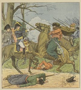 Napoleão surpreendido em Brienne por cossacos de after Louis Charles Bombled