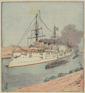 Navios de guerra russos no Canal de Suez de after Louis Charles Bombled