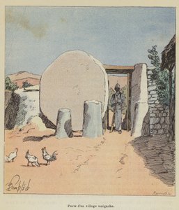 Porta de uma aldeia malgaxe de after Louis Charles Bombled