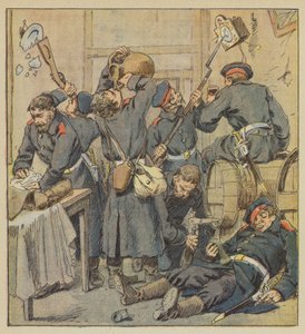 Cena de pilhagem em Saint-Calais de after Louis Charles Bombled