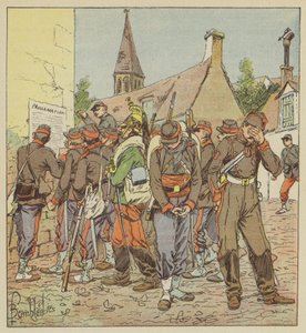 Lágrimas de soldados do Loire lendo o caso da capitulação de Metz de after Louis Charles Bombled