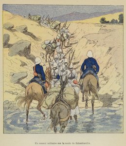 Um comboio militar na estrada para Suberbieville de after Louis Charles Bombled