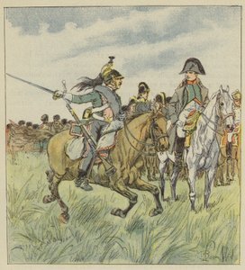 Um dragão avisa o imperador da traição de um dos seus generais de after Louis Charles Bombled
