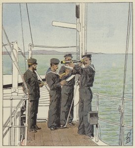 Verme japonês assistindo à frota de Port Arthur de after Louis Charles Bombled