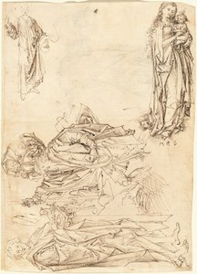 São Cristóvão, São João Batista, a Virgem com o Menino e a Bênção de Cristo (reto) de after Martin Schongauer Master of the Drapery Studies