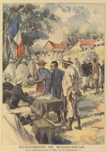 Conscritos na ilha da Reunião se matricularem para servir no exército francês em Madagascar de after Oswaldo Tofani