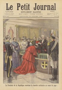 Presidente Faure da França colocando os cardeais na cabeça do Núncio Papal
