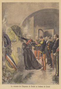 Grinalda do czar Nicolau II da Rússia colocada no túmulo do Presidente Carnot da França