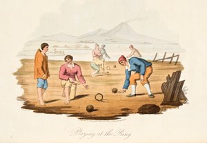 Jogando no ringue, do cenário italiano, representando as maneiras, costumes e diversões dos diferentes estados da Itália, pub. 1806 (gravura colorida à mão)