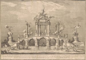 A Prima Macchina para a Chinea de 1755: uma ponte triunfal com antiguidades de Herculano de after Paolo Posi Giuseppe Vasi