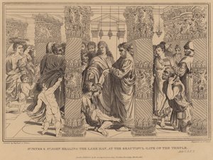 São Pedro e São João curando o homem coxo, no belo portão do templo, Atos de after Raphael