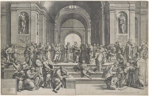 A escola de Atenas. Bar. 1550 de after Raphael