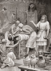 Embalsamar um corpo no antigo Egito, da Hutchinsons História das Nações, pub.1915