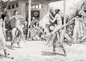 Moças jogando bola sob a forma de uma dança no antigo Egito, de Hutchinsons História das Nações, pub.1915