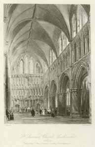 St Saviours Church, Southwark, 1850, antigamente St Mary Overyes, olhando para o sudeste