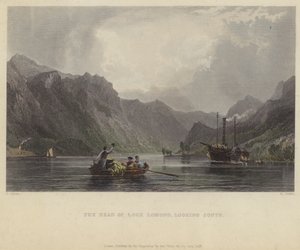 O chefe do Loch Lomond, olhando para o sul de after Thomas Allom