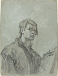 Um artista segurando um livro e uma bússola de after Willem Drost
