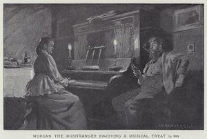 Morgan o bushranger desfrutando de um deleite musical de after William Hatherell