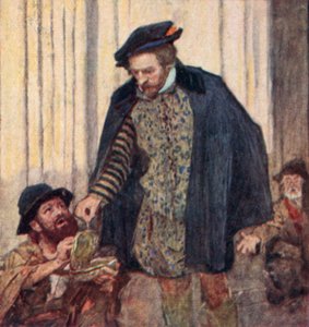Shakespeare dando um centavo para um mendigo