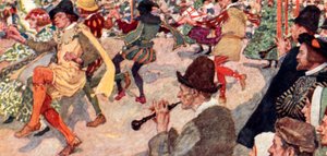 Shakespeare assiste a uma dança Morris no Maypole em Cornhill, Londres