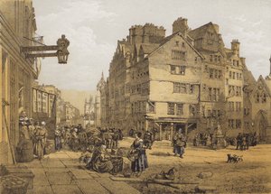 Rua principal da cabeça do arco ocidental, Lawnmarket (chromolitho)