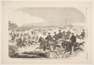 A cavalaria e artilharia da União começando em perseguição dos rebeldes até o Yorktown Turnpike de Winslow Homer