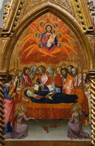 Altarpiece com cenas da Virgem: dormition de Bartolo di Fredi (1330-1410) de also Manfredi de Battilori Bartolo di Fredi