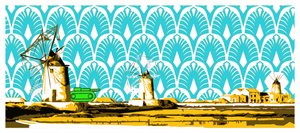 Moinhos de vento e tanque verde