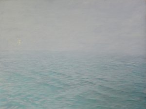 Sussurros na névoa, 2019, óleo e folha de ouro em painel de angus hampel