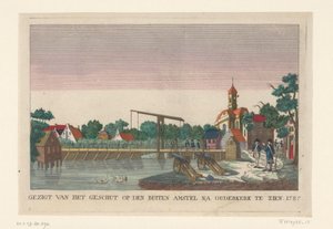 Bateria em Ouderkerk, 1787
Gezigt van het geschut on den Buiten Amstel na Ouderkerk te zien 1787 (título sobre o objecto)
Baterias à volta de Amesterdão em 1787 (cópias em alemão) (título da série) de anonymous (attributed to)