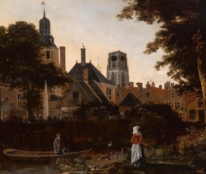 Neerlandês: Stadsgezicht te Rotterdam met de Sint Laurenstoren Vista de Roterdão, com a torre do St. Laurenskerk de anonymous 