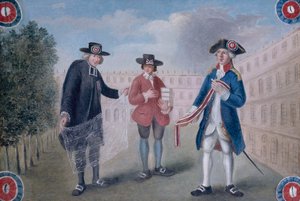 Francês: Aux trois ordres. Sinal de um comerciante de cocares no Palais-Royal. Palais-Royal, 1º arrondissement, Paris de anonymous 