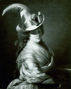 Mulher com um chapéu de palha de anonymous 