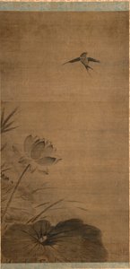 Andorinha e Lótus de attributed to Fachang Muqi