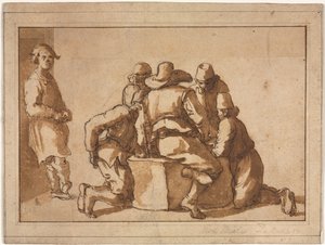 Cena de gênero de jovens jogando um jogo de attributed to Frederico Zuccaro