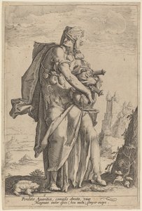 Avareza de attributed to Jacob Matham, after Hendrik Goltzius