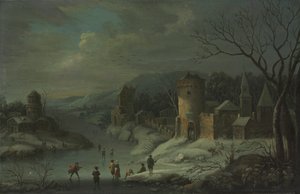 Paisagem de inverno de attributed to Jan Griffier